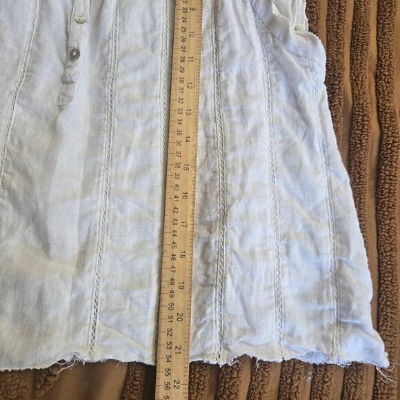 Faherty Women Honokaia Linen Embroidered Flutter Sleeve Top M Boho Peasant - Picture 11 of 11